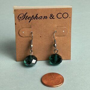 Stephan & Co Y2K Dangle Earrings Glass Emerald Casual Wear